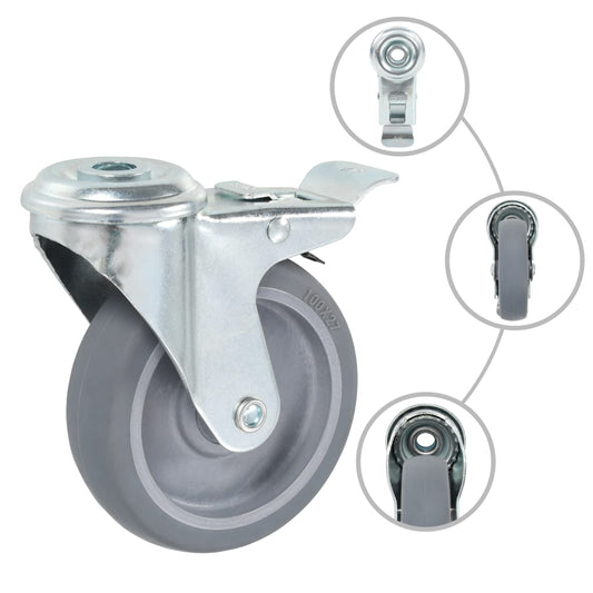 24 pcs Bolt Hole Swivel Casters 100 mm