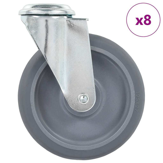 8 pcs Bolt Hole Swivel Casters 125 mm