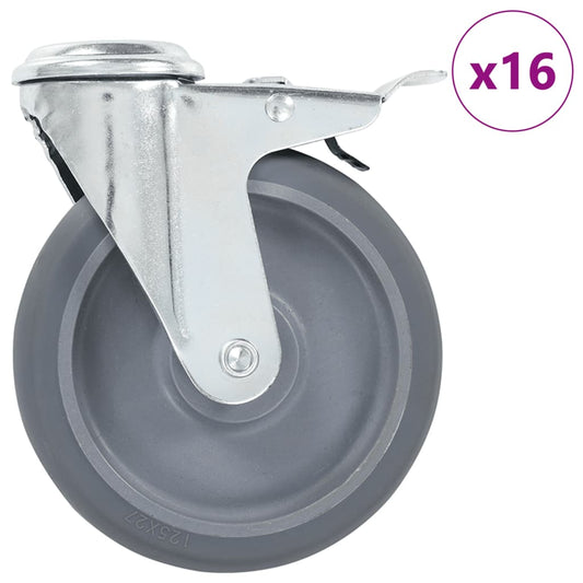 16 pcs Bolt Hole Swivel Casters 125 mm