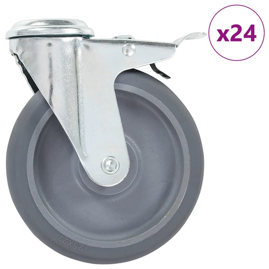 24 pcs Bolt Hole Swivel Casters 125 mm