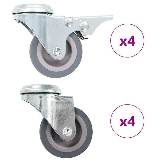 8 pcs Bolt Hole Swivel Casters 50 mm