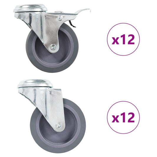 24 pcs Bolt Hole Swivel Casters 75 mm