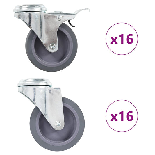 32 pcs Bolt Hole Swivel Casters 75 mm