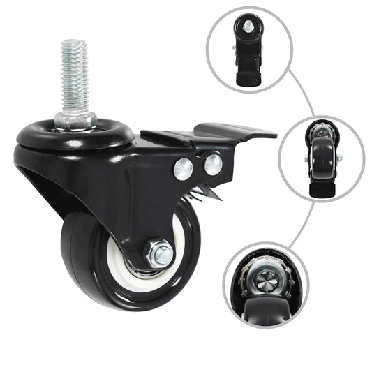 8 pcs Swivel Casters with Brakes 50 mm
