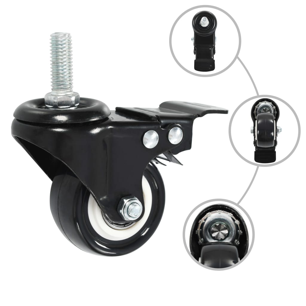 12 pcs Swivel Casters with Brakes 50 mm