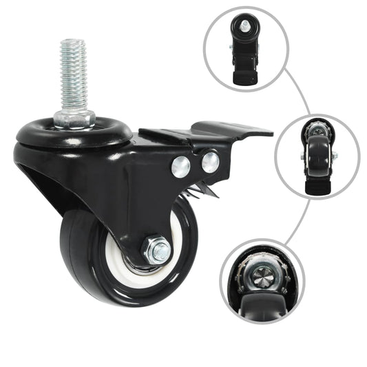 24 pcs Swivel Casters with Brakes 50 mm