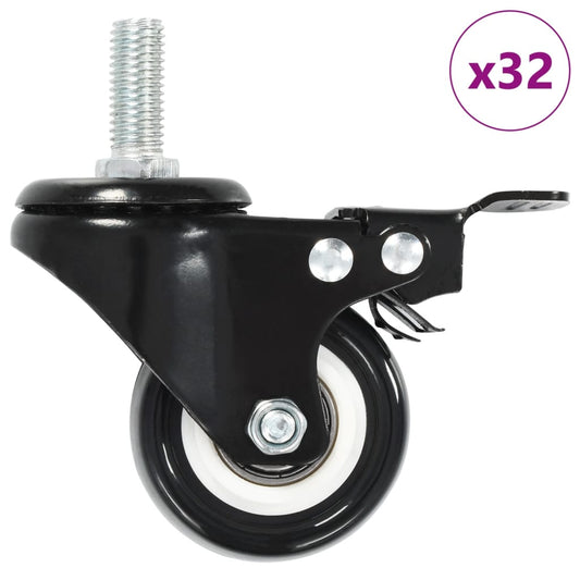 32 pcs Swivel Casters with Brakes 50 mm