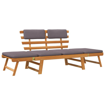 2-in-1 Patio Daybed with Cushion 74.8" Solid Acacia Wood