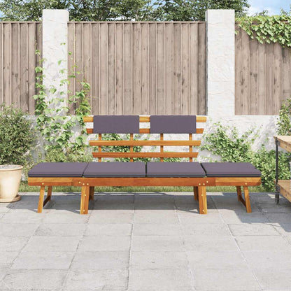 2-in-1 Patio Daybed with Cushion 74.8" Solid Acacia Wood