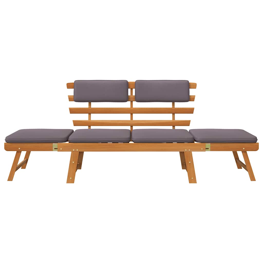 2-in-1 Patio Daybed with Cushion 74.8" Solid Acacia Wood
