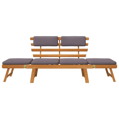 2-in-1 Patio Daybed with Cushion 74.8" Solid Acacia Wood
