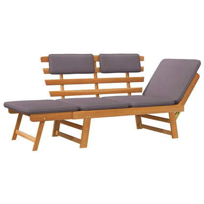 2-in-1 Patio Daybed with Cushion 74.8" Solid Acacia Wood