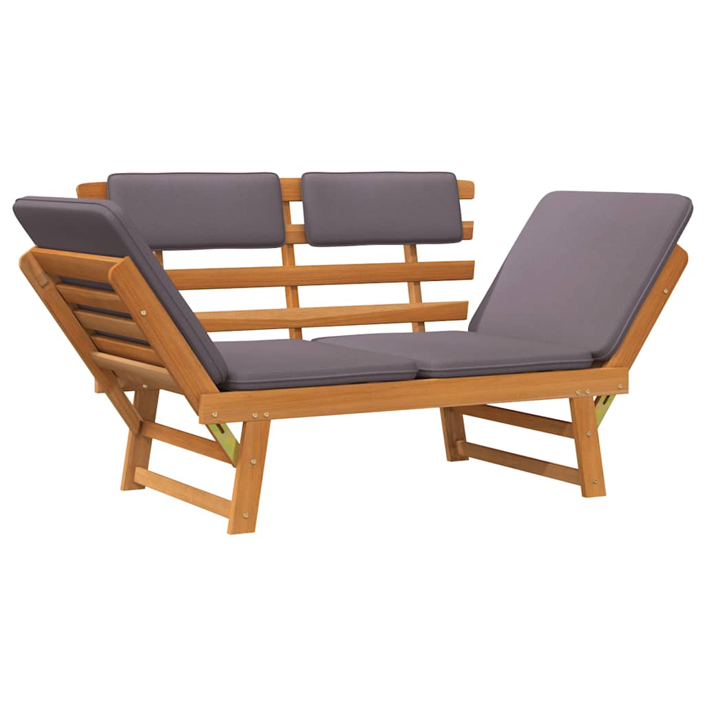 2-in-1 Patio Daybed with Cushion 74.8" Solid Acacia Wood