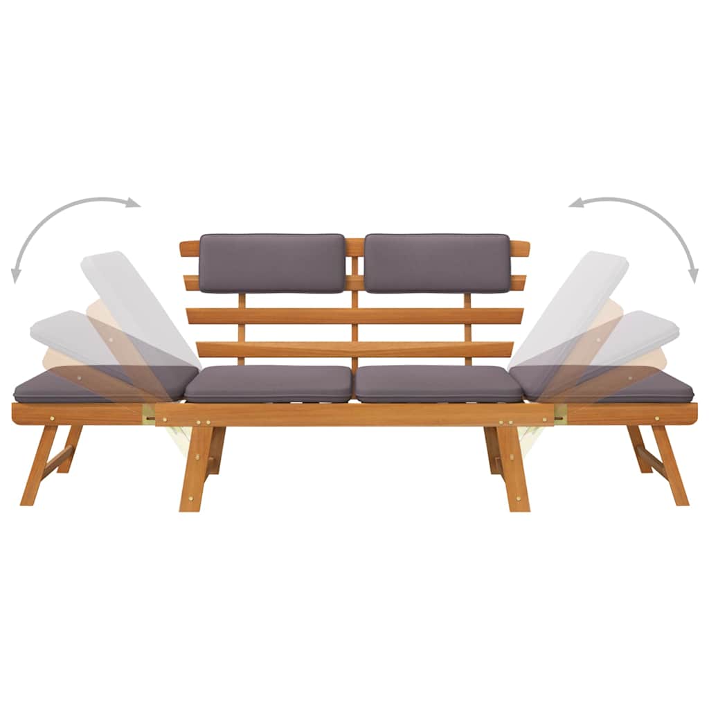 2-in-1 Patio Daybed with Cushion 74.8" Solid Acacia Wood