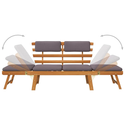 2-in-1 Patio Daybed with Cushion 74.8" Solid Acacia Wood