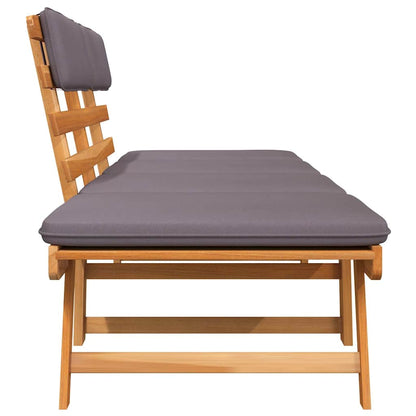 2-in-1 Patio Daybed with Cushion 74.8" Solid Acacia Wood