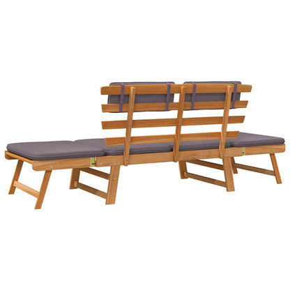 2-in-1 Patio Daybed with Cushion 74.8" Solid Acacia Wood