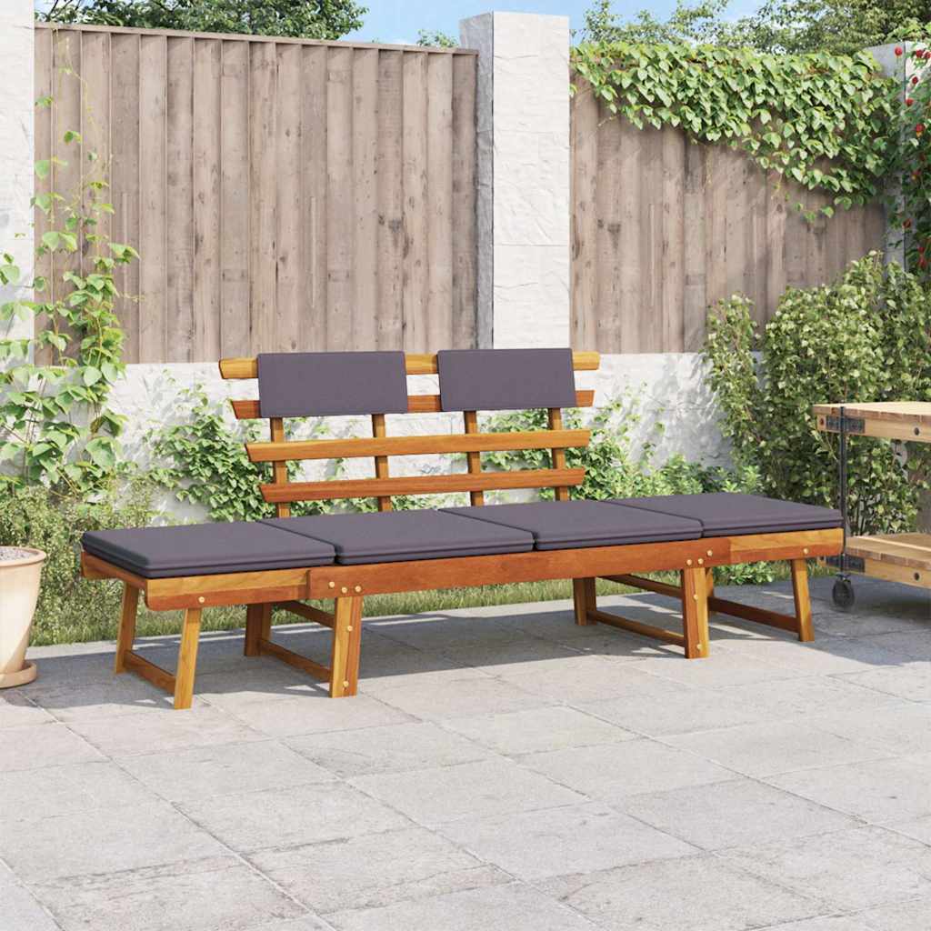 2-in-1 Patio Daybed with Cushion 74.8" Solid Acacia Wood