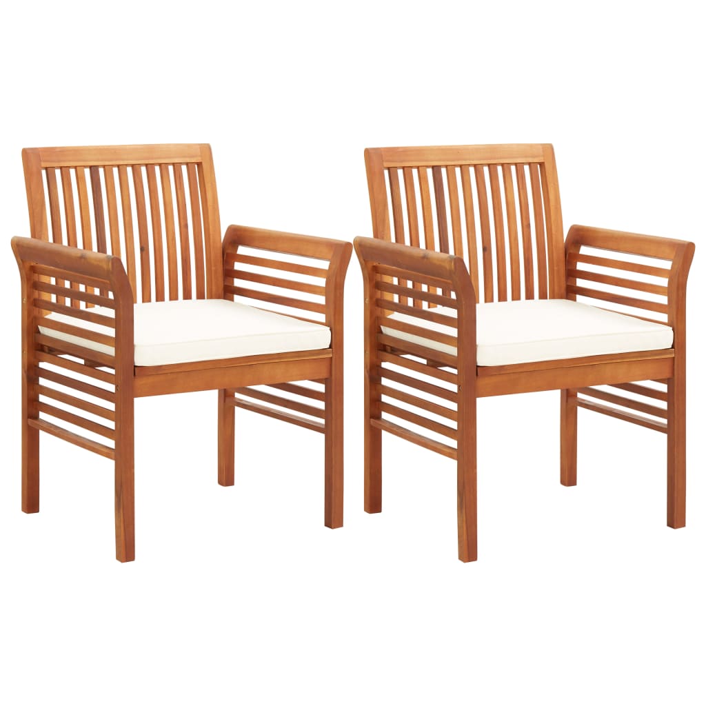 Patio Dining Chairs with Cushions 2 pcs Solid Acacia Wood