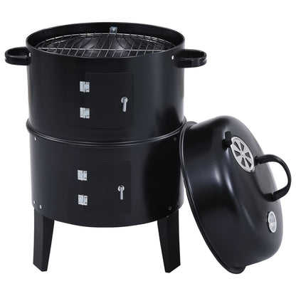 3-in-1 Charcoal Smoker BBQ Grill 40x80 cm