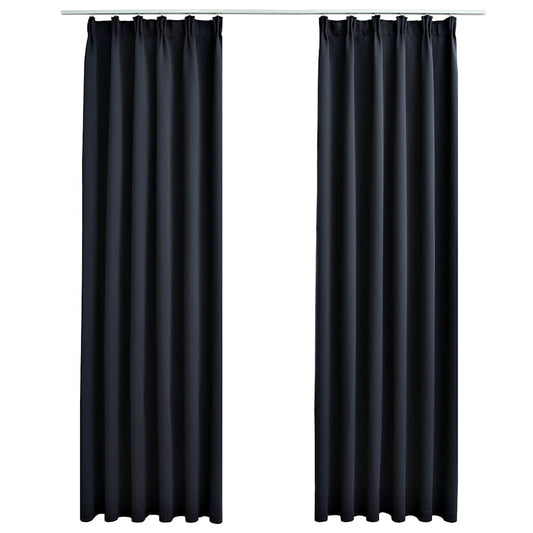Blackout Curtains with Hooks 2 pcs Anthracite 140x245 cm