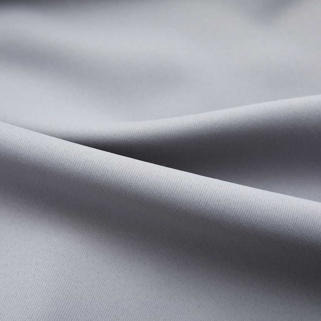 Blackout Curtains with Hooks 2 pcs Grey 140x175 cm