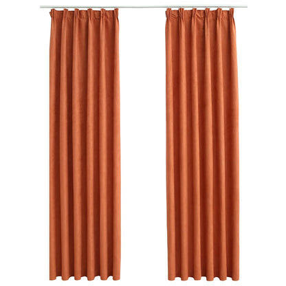 Blackout Curtains with Hooks 2 pcs Rust 140x225 cm