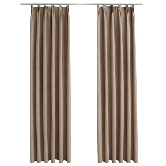 Blackout Curtains with Hooks 2 pcs Taupe 140x245 cm
