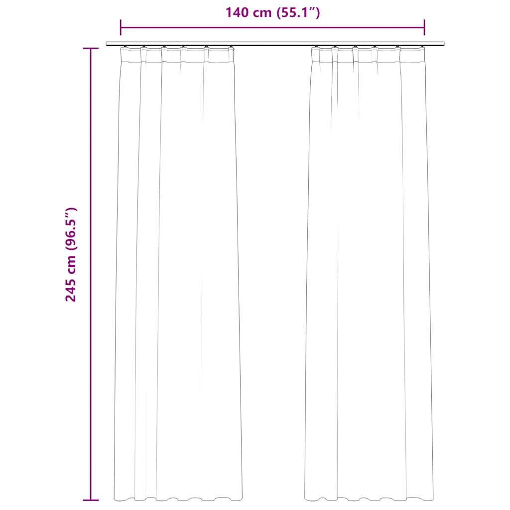 Blackout Curtains 2 pcs with Hooks Velvet Black 140x245 cm