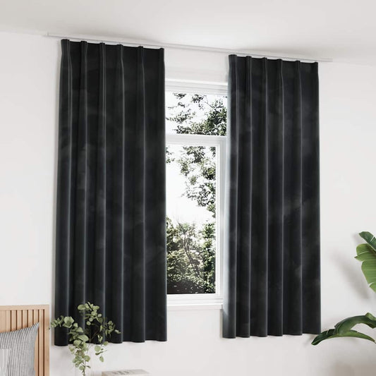 Blackout Curtains 2 pcs with Hooks Velvet Anthracite 140x175 cm