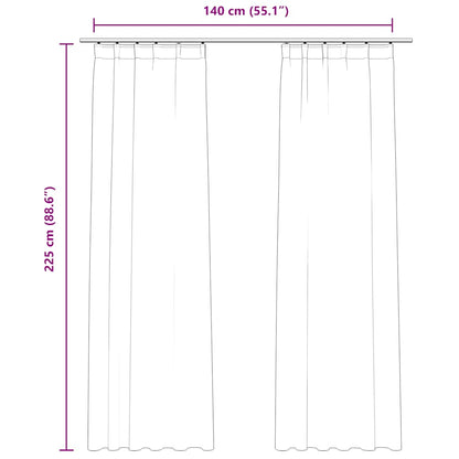 Blackout Curtains 2 pcs with Hooks Velvet Anthracite 140x225 cm