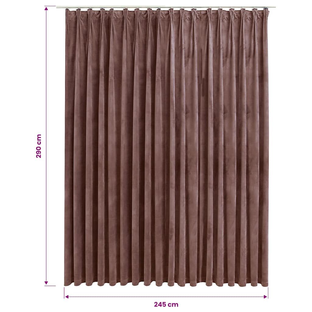 Blackout Curtain with Hooks Velvet Antique Pink 290x245 cm