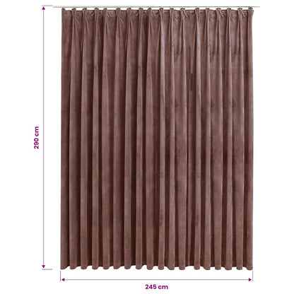 Blackout Curtain with Hooks Velvet Antique Pink 290x245 cm