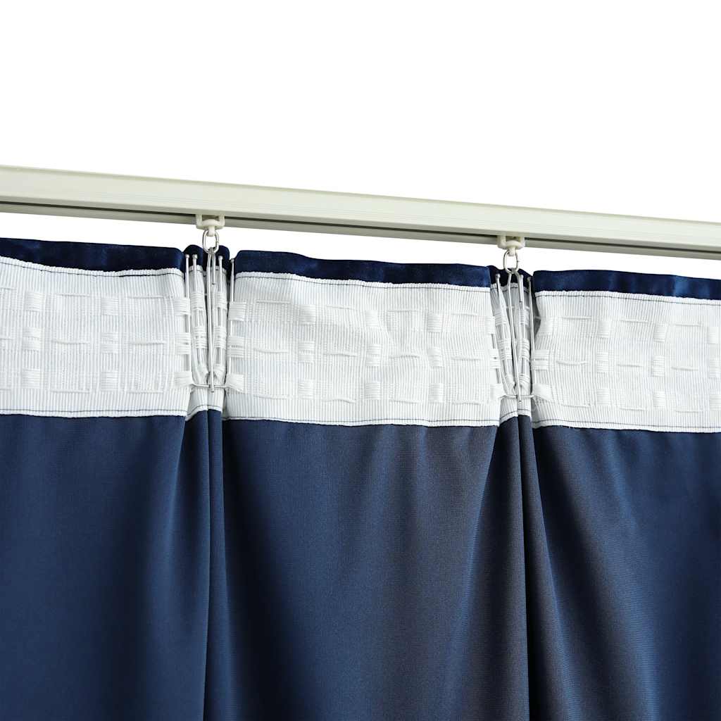 Blackout Curtain with Hooks Velvet Dark Blue 290x245 cm