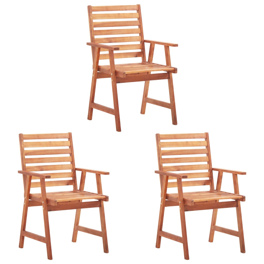 Outdoor Chair | Set of 3 | Natural wood | Solid acacia wood | One Size