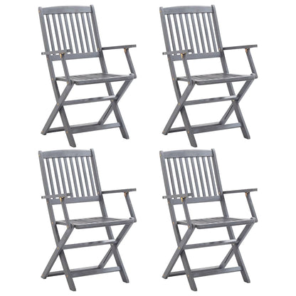 Outdoor Chair | Set of 4 | Grey | Solid Acacia wood | Standard | Foldable