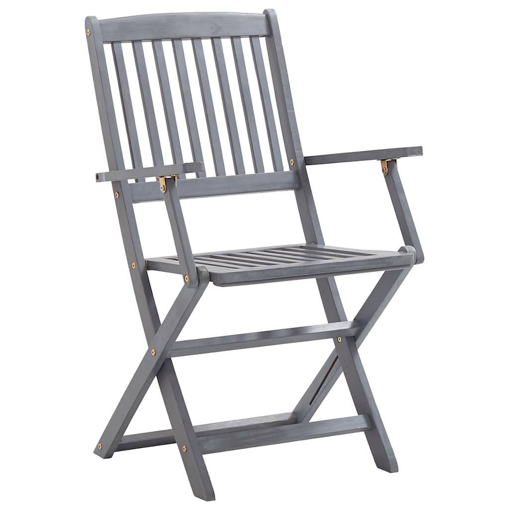 Outdoor Chair | Set of 4 | Grey | Solid Acacia wood | Standard | Foldable