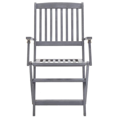 Outdoor Chair | Set of 4 | Grey | Solid Acacia wood | Standard | Foldable