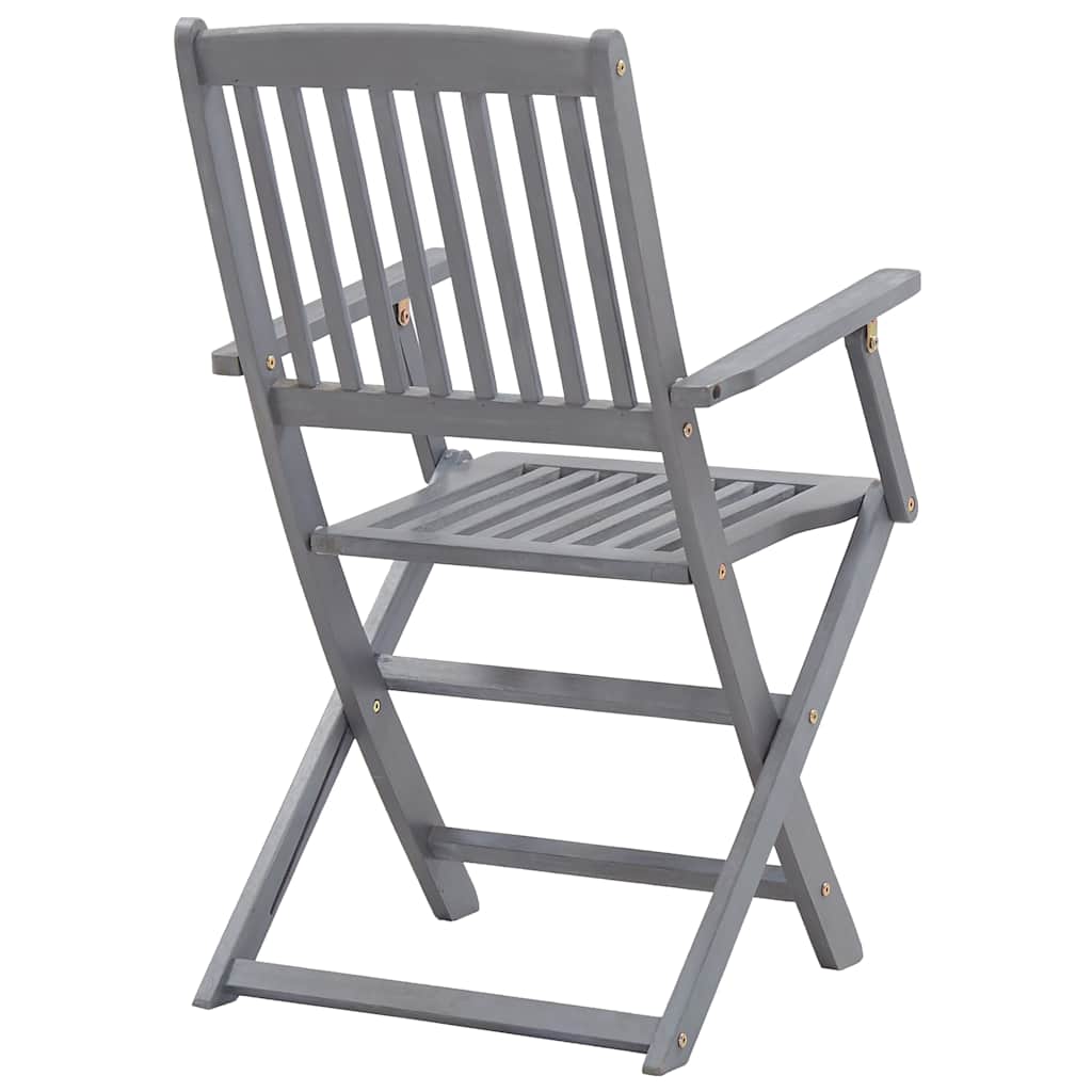 Outdoor Chair | Set of 4 | Grey | Solid Acacia wood | Standard | Foldable