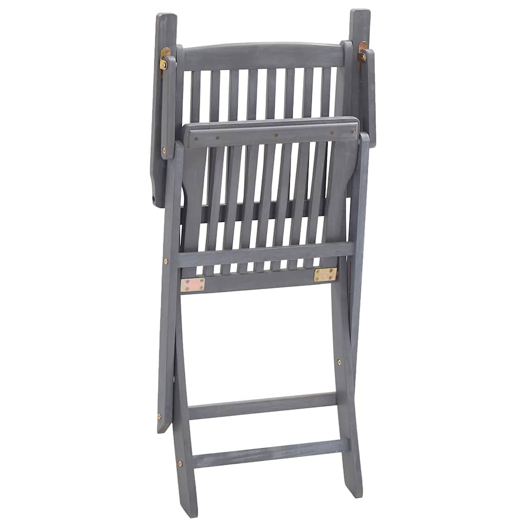 Outdoor Chair | Set of 4 | Grey | Solid Acacia wood | Standard | Foldable