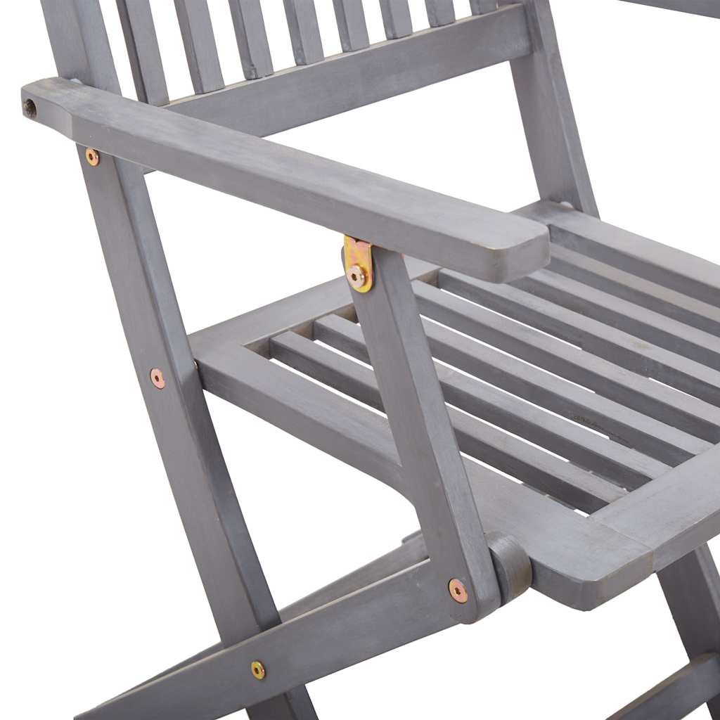 Outdoor Chair | Set of 4 | Grey | Solid Acacia wood | Standard | Foldable