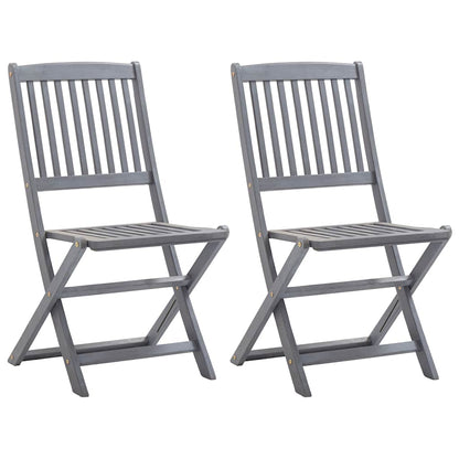 Outdoor Chair | Set of 2 | Grey | Solid Acacia wood | Medium | Foldable