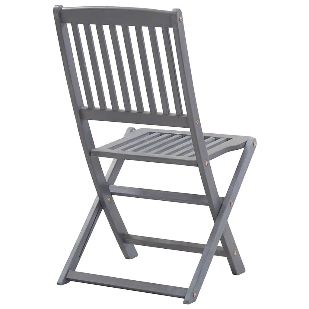Outdoor Chair | Set of 2 | Grey | Solid Acacia wood | Medium | Foldable