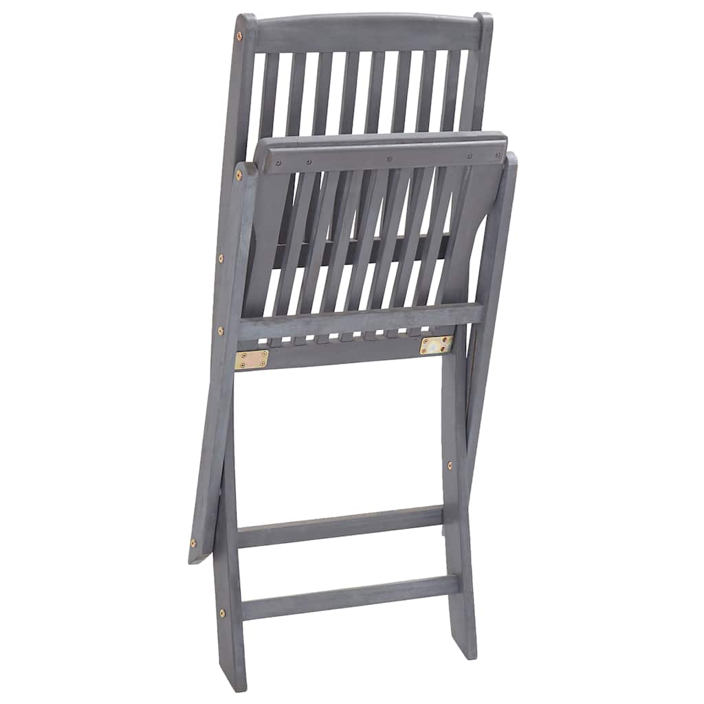 Outdoor Chair | Set of 2 | Grey | Solid Acacia wood | Medium | Foldable