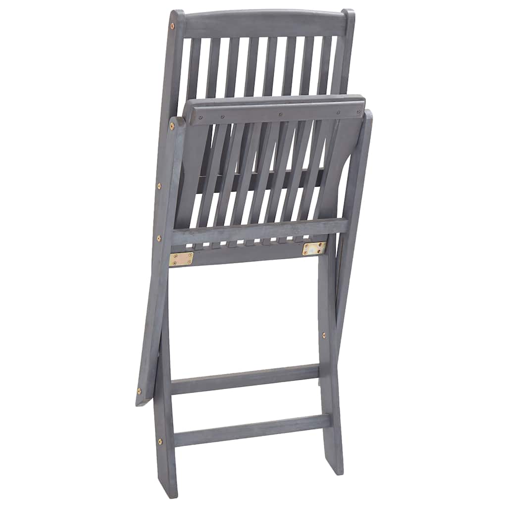 Outdoor Chair | Set of 2 | Grey | Solid Acacia wood | Medium | Foldable