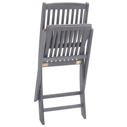 Outdoor Chair | Set of 2 | Grey | Solid Acacia wood | Medium | Foldable