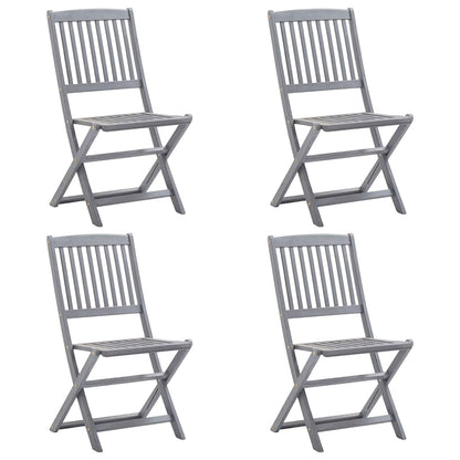 Outdoor Chair | Set of 4 | Grey | Solid Acacia wood | Medium | Foldable