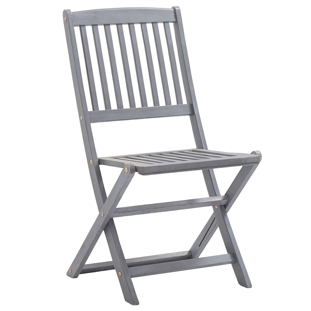 Outdoor Chair | Set of 4 | Grey | Solid Acacia wood | Medium | Foldable