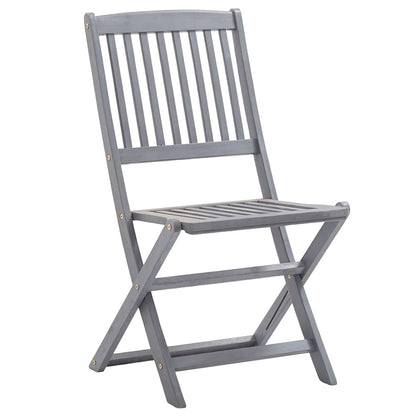 Outdoor Chair | Set of 4 | Grey | Solid Acacia wood | Medium | Foldable