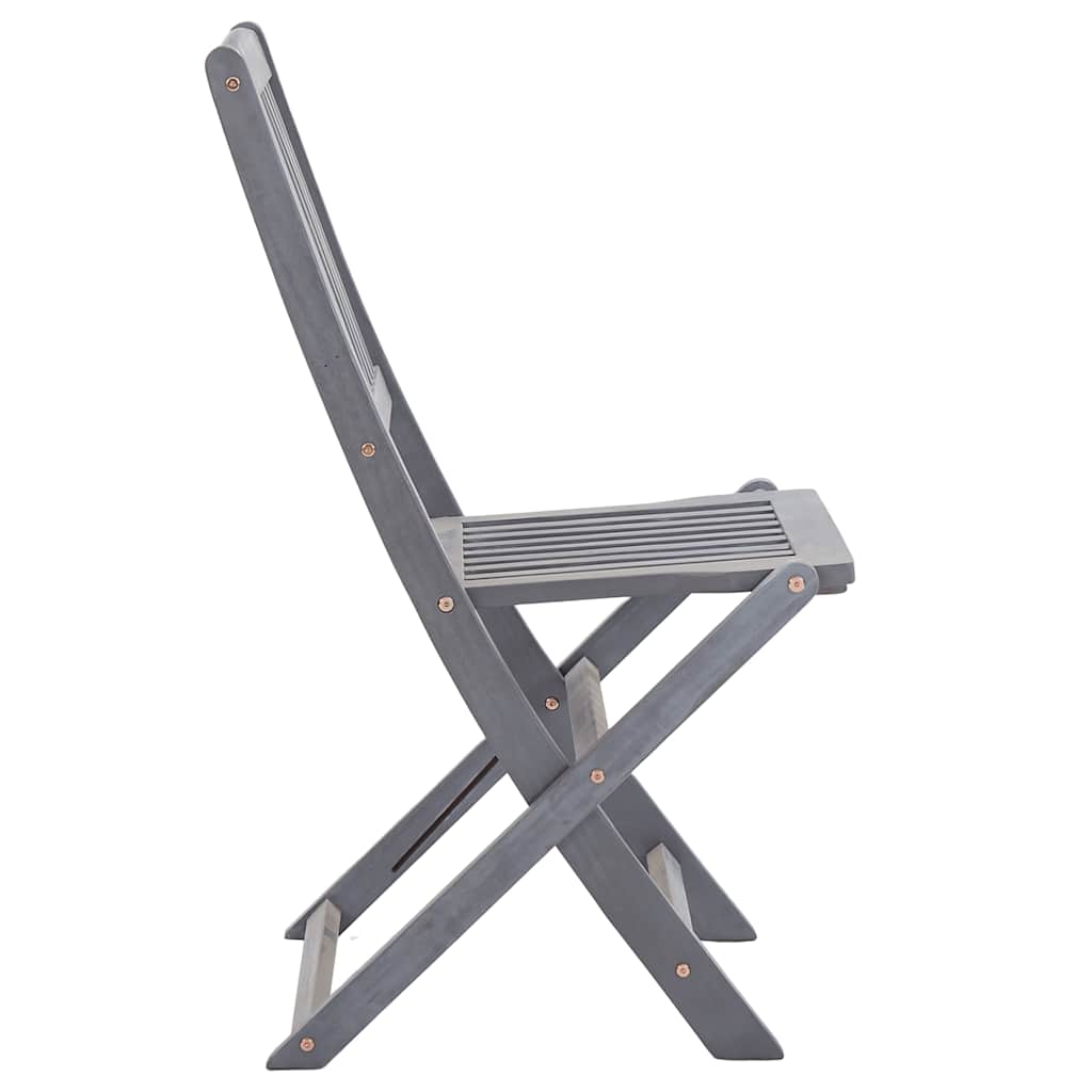 Outdoor Chair | Set of 4 | Grey | Solid Acacia wood | Medium | Foldable